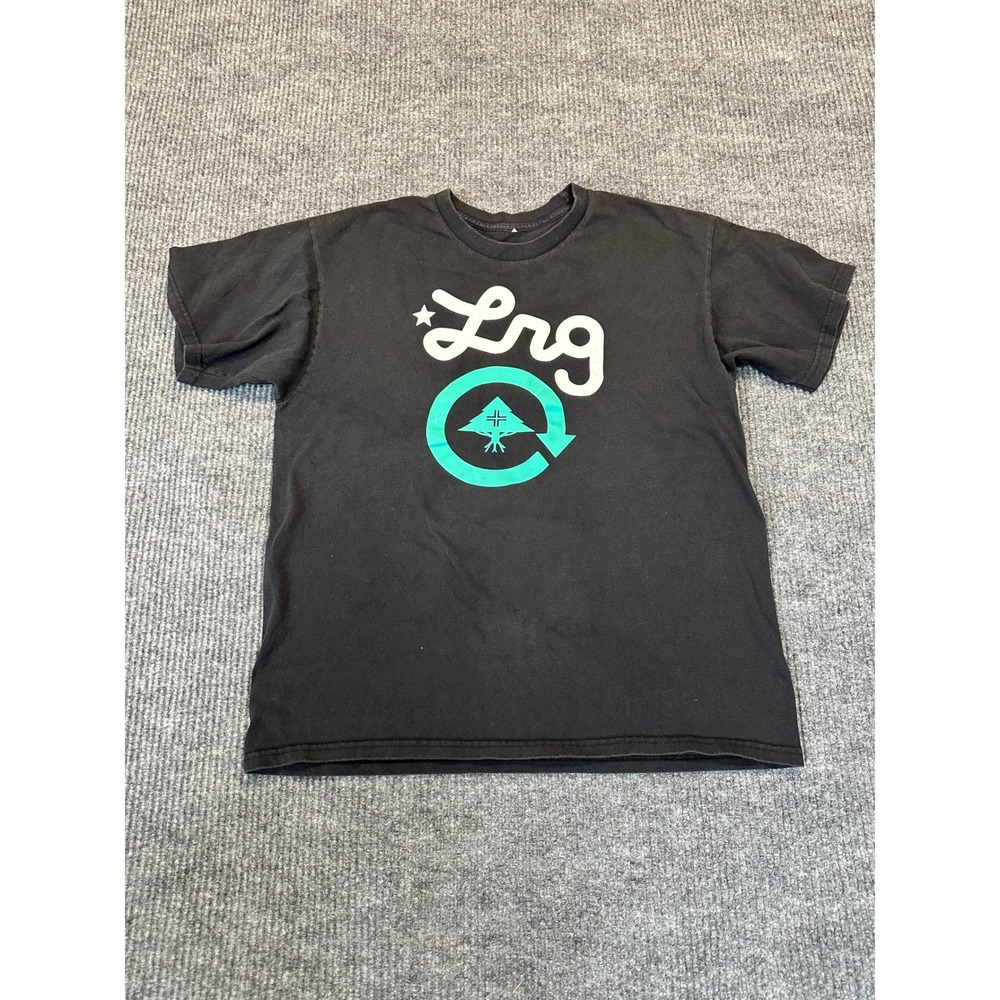 LRG Lifted Research Group Graphic T-Shirt L Black Cotton Logo Tee